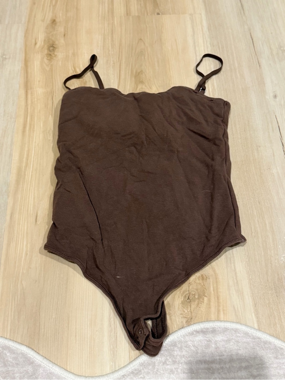 Abercrombie & Fitch Chocolate Brown Ribbed Bodysuit with Adjustable Straps